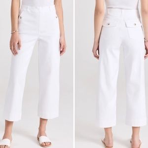 Spanx White Stretch Twill Cropped Wide Leg Pants Size Medium